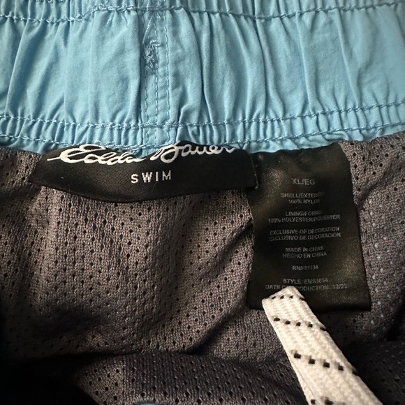 Eddie Bauer Men’s Blue Swim Shorts Drawstring Size XL - Picture 3 of 6